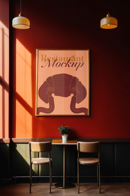 Modern restaurant poster mockup