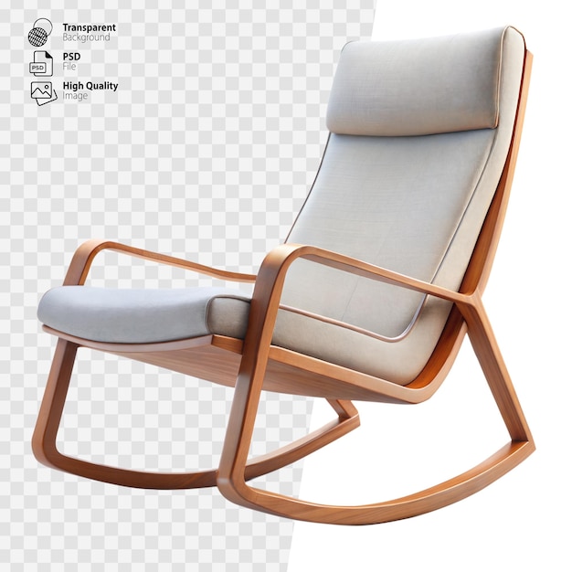 Modern Scandinavian Style Rocking Chair With Neutral Upholstery on Transparent Background