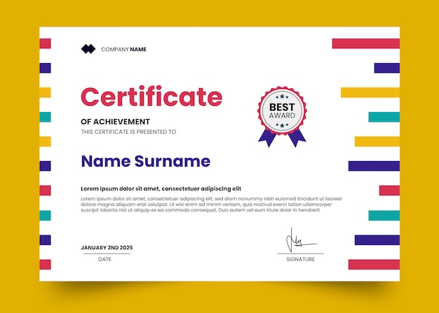 Modern and simple certificate design template