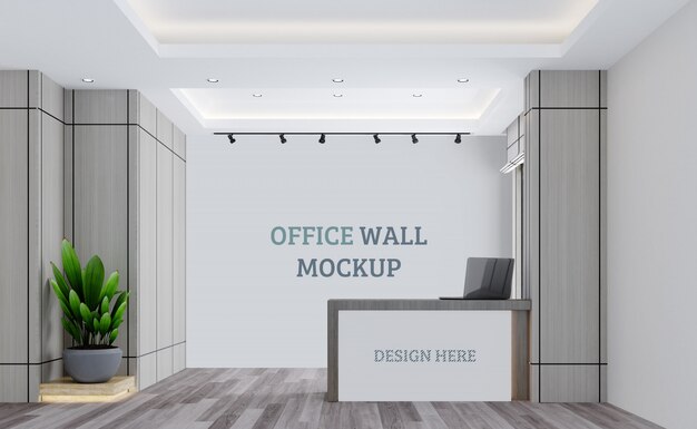 PSD modern simple reception space. wall mockup