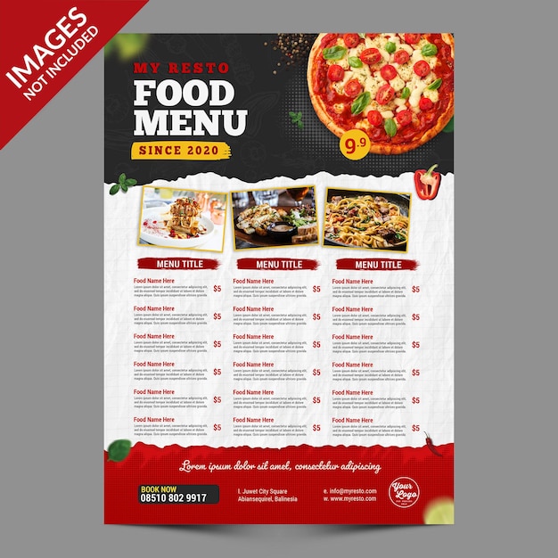 Modern and Simple Restaurant or Cafe Food Menu Template Premium PSD