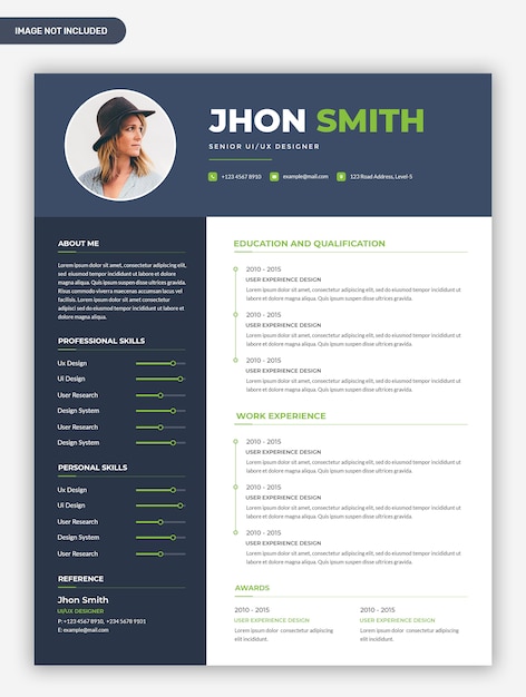 Modern simple resume cv template design