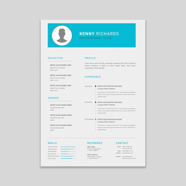 Modern simple template for curriculum vitae template design