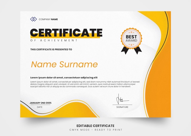 Modern and simple wave certificate design template