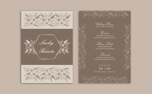 modern simple wedding invitation design portrait a5 brown colour