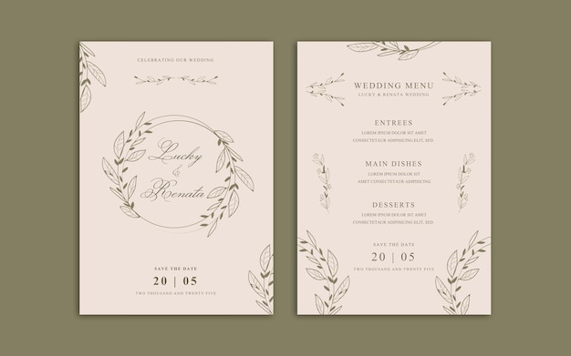 modern simple wedding invitation design with floral flower luxury