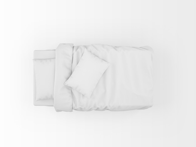 modern single bed mockup isolated on top view