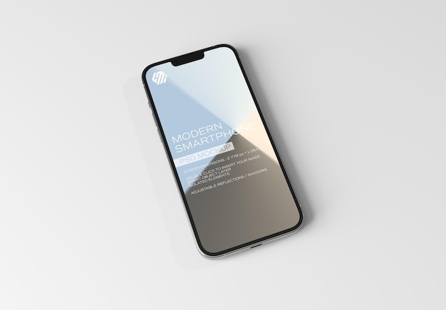 Modern smartphone on white surface Mockup