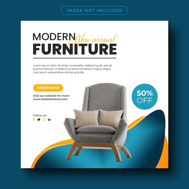 Modern social media post design for furniture sale or product promotion instagram post template