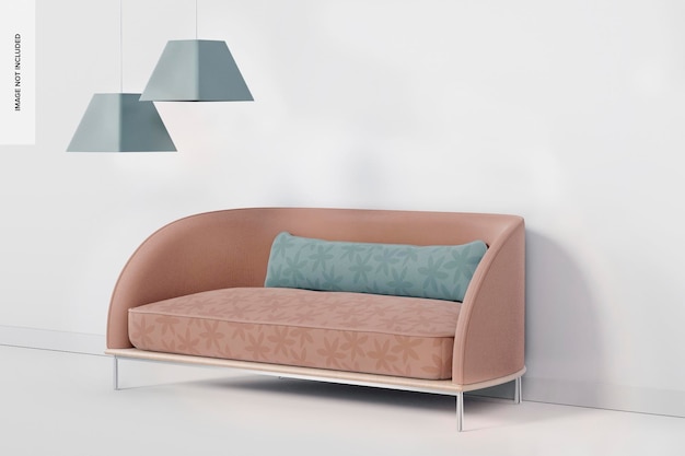 PSD modern sofa with cushion mockup, right view