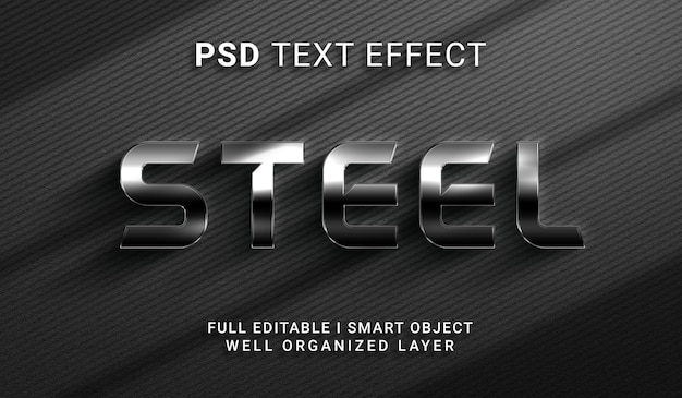 PSD modern steel 3d style text effect mockup