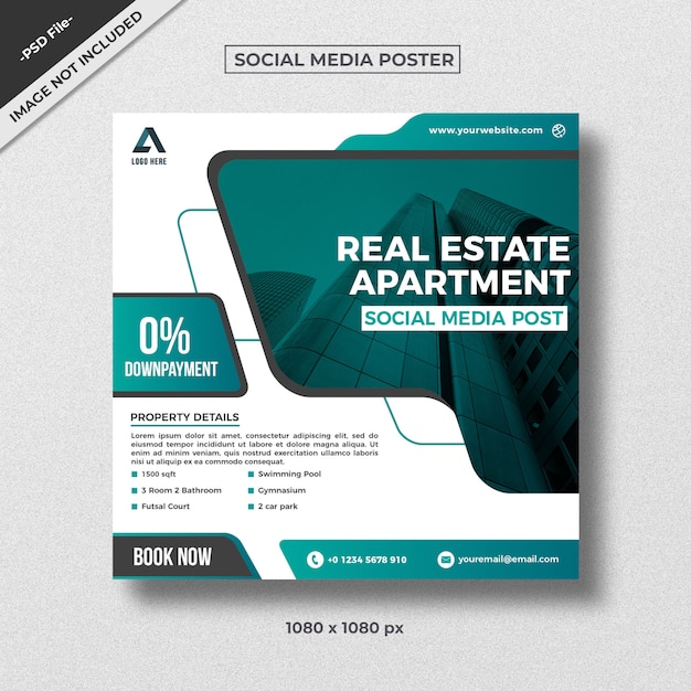 Modern style real estate square flyer template design