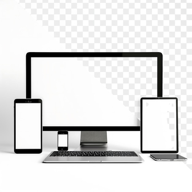 PSD modern technology devices on white background