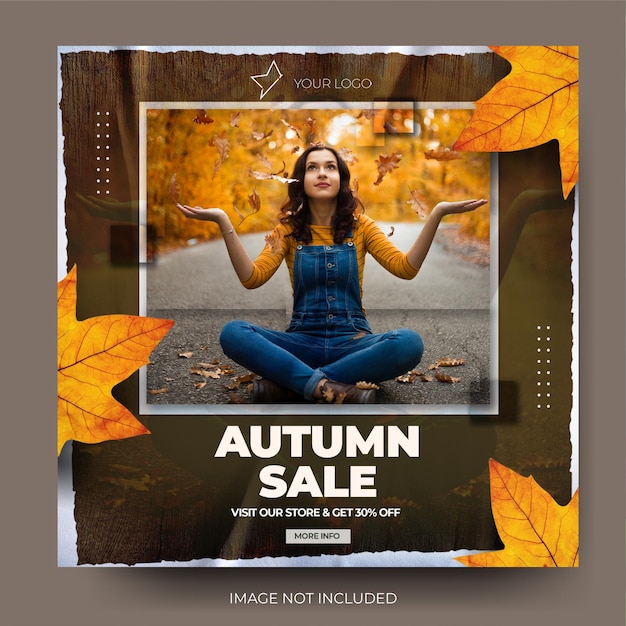 Modern torn paper autumn fashion sale instagram social media post feed