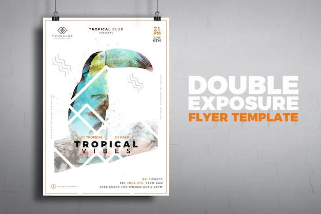 Modern Tropical Double Exposure Flyer Template