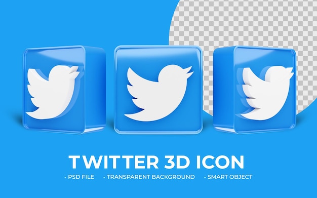 Modern Twitter logo 3D social media isolated 3D icon