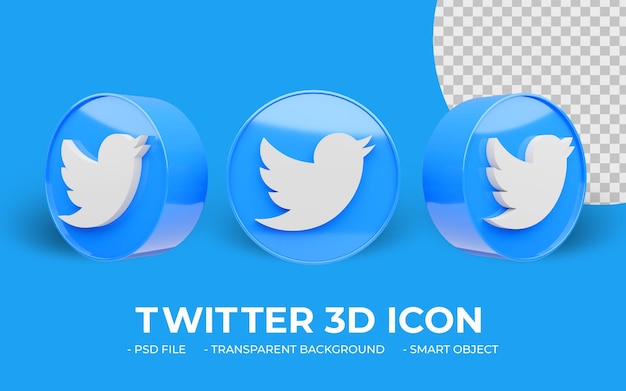 Modern Twitter logo 3D social media isolated 3D icon