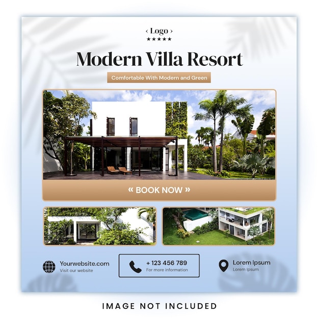 Modern Villa Resort Instagram Social Media Post Template