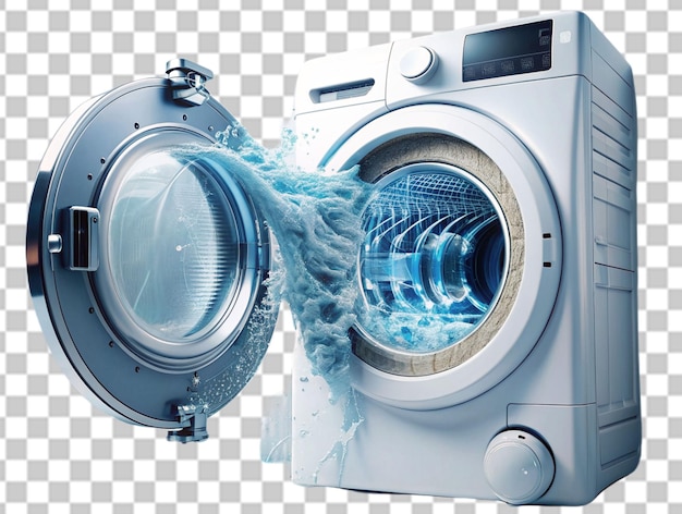 modern washing machine in empty laundry room