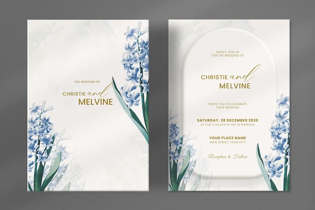 Modern Wedding Invitation Template with Vintage Flower