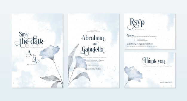 Modern wedding invitation with beautiful watercolor design and texture