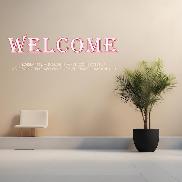 PSD modern welcome composition with flat design