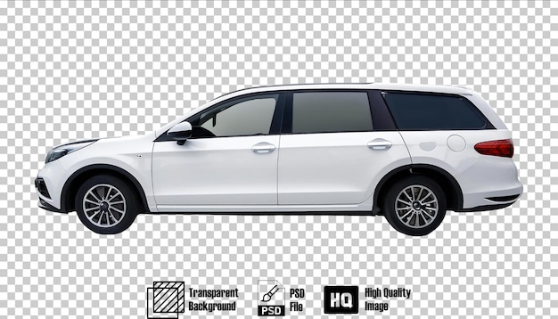 PSD modern white suv with design features isolated on transparent background