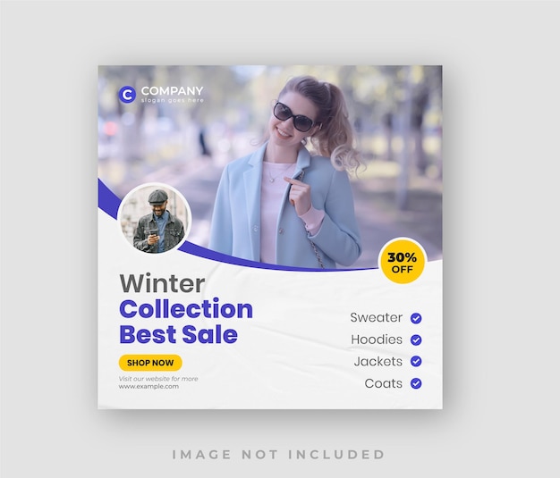 Modern Winter Sale Discount Offer Instagram Post Design or Web Banner Template