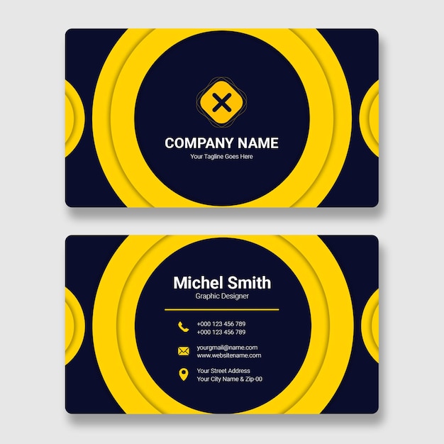 Modern yellow and blue clean professional business card