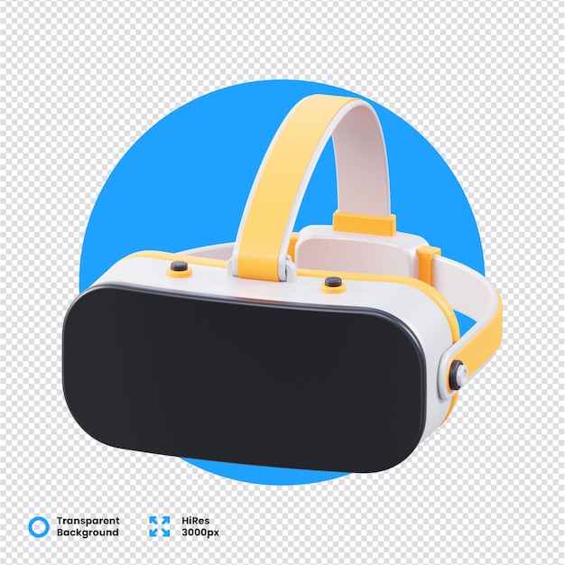 Modern yellow and white VR headset on transparent background