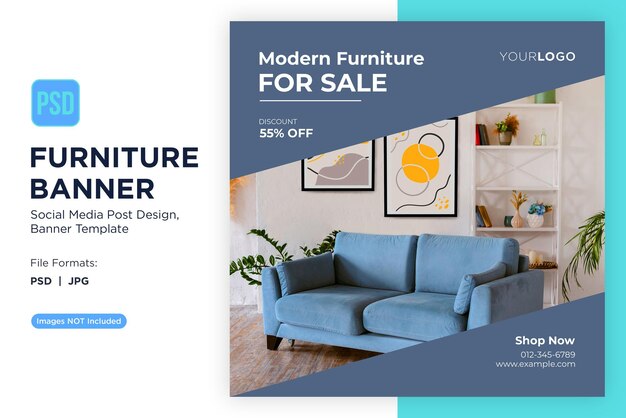 PSD modren furniture sale banner design template