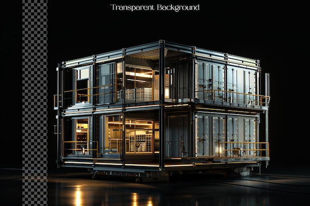 PSD modular buildings are constructed using prefabricated on transparent background