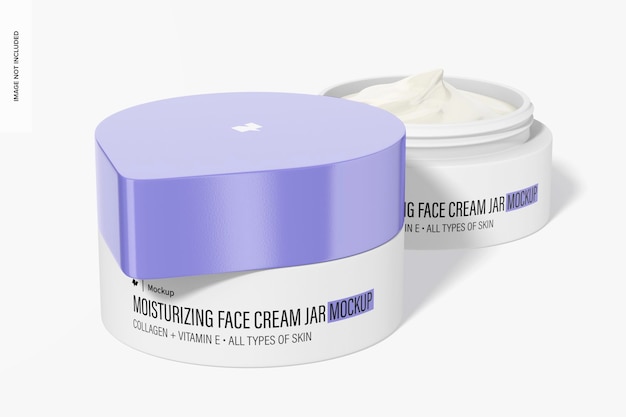 Moisturizing Face Cream Jars Mockup Closed and Opened