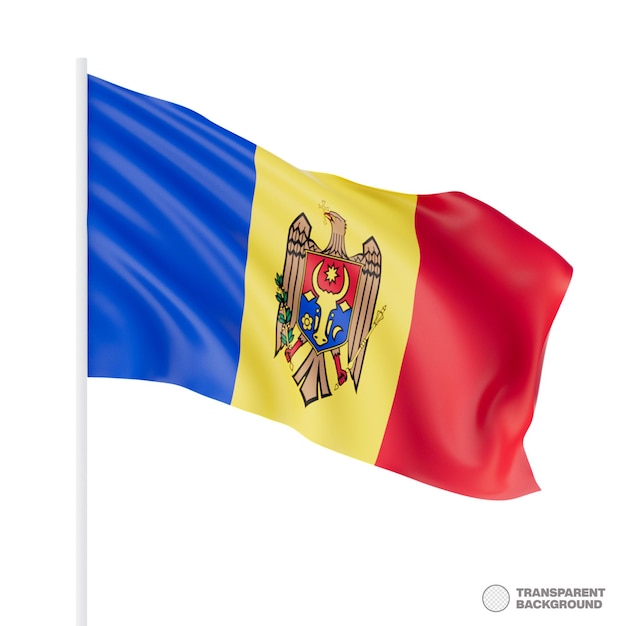 Moldova flag of silk Isolated 3d rendering