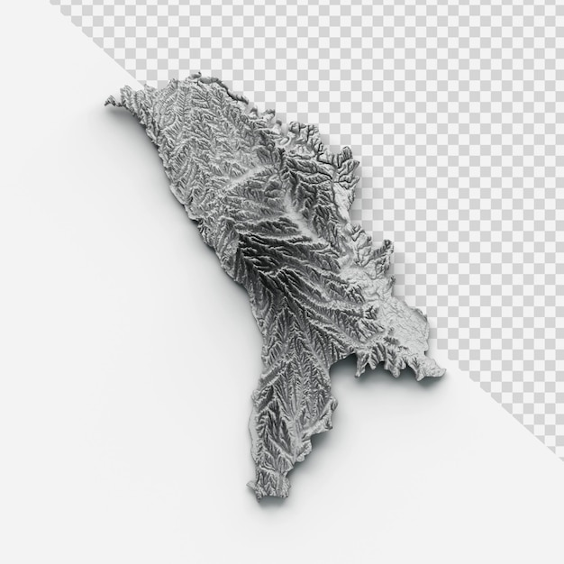 Moldova Map Moldova Flag Shaded relief Color Height map on isolated Background 3d illustration