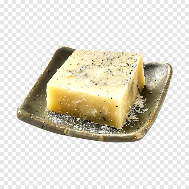 PSD moldy parmesan cheese isolated on a transparent background