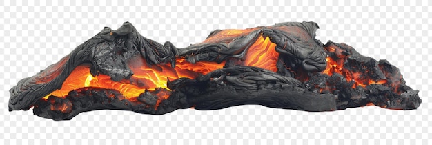 Molten Lava Flowing between Stones on Isolated Background