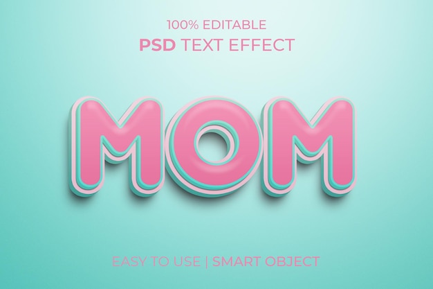 mom 3d text effect style with simple background