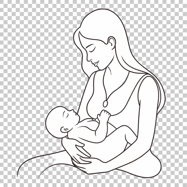 PSD mom and baby line art