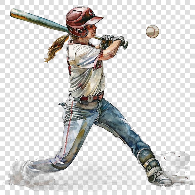 PSD mom playing baseball watercolor illustration sport