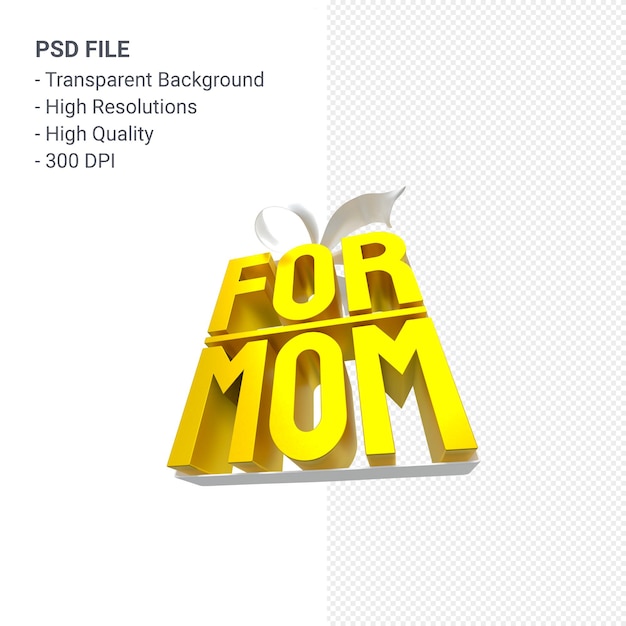 For mom with bow and ribbon 3D rendering isolated