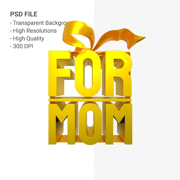 For mom with bow and ribbon 3D rendering isolated