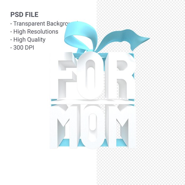 For mom with bow and ribbon 3D rendering isolated