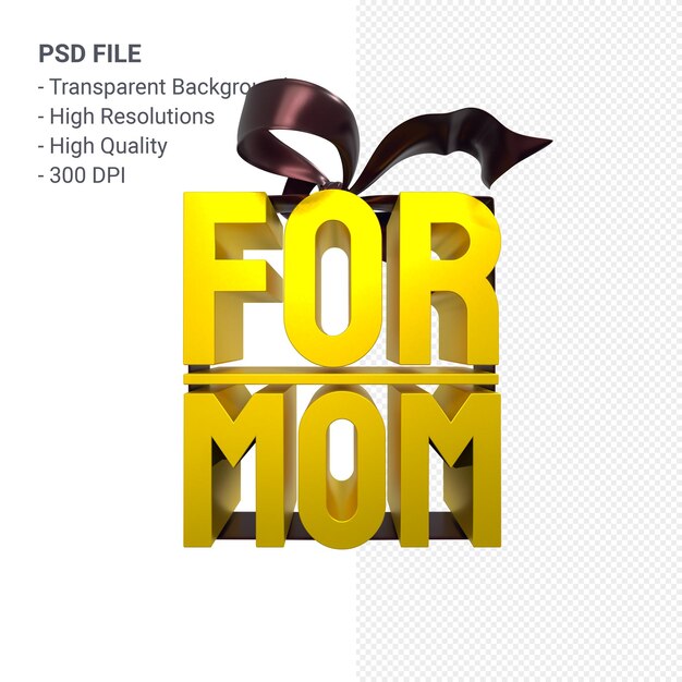 For mom with bow and ribbon 3D rendering isolated