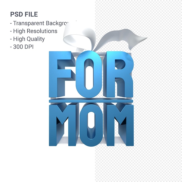 For mom with bow and ribbon 3D rendering isolated