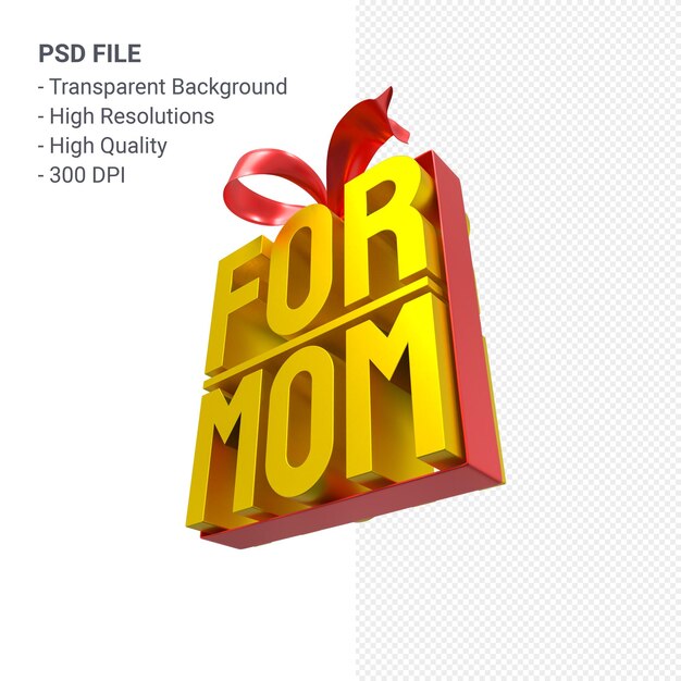 For mom with bow and ribbon 3D rendering isolated