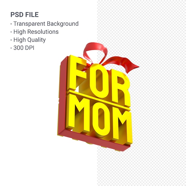 For mom with bow and ribbon 3D rendering isolated