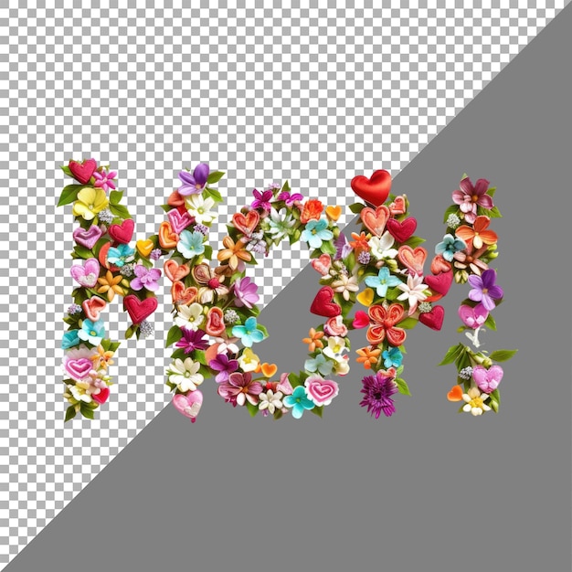 PSD mom written of flowers no background