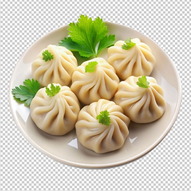 Momo on plate on transparent background