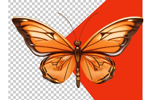 monarch butterfly in cartoon style on transparent background